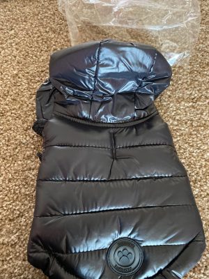 clearance black puffer dog coat
