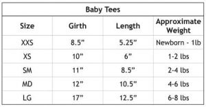 baby bear girl tee size chart