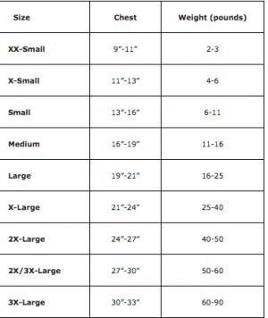 american river size chart