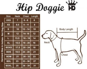 hip doggie size chart