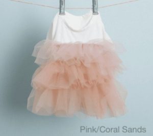 organic tulle dress in coral