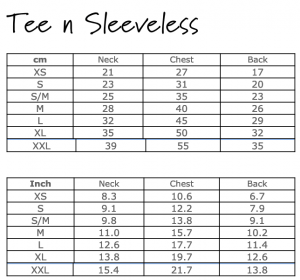 Tee N Sleeveless Set Size Chart