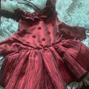 clearance burgundy polka dot dog dress