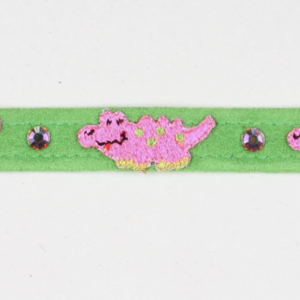 pink alligator embroidered dog collar