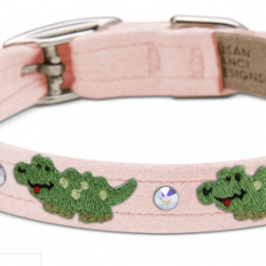 green alligator embroidered dog collar