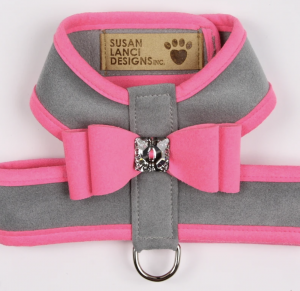 two tone big bow tinkie dog harness