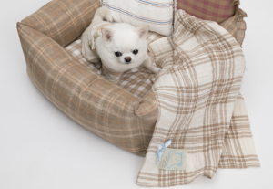 linen plaid dog blanket