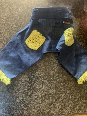 lime green retro dog jeans
