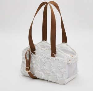 white jacquard dog bag