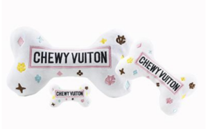 White Chewy Vuiton Plush Dog Toy