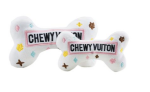 White Chewy Vuiton Plush Dog Toy