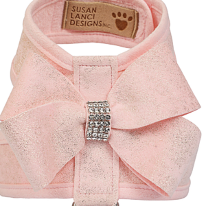 Puppy Pink Glitzerati Nouveau Bow Tinkie Harness with Puppy Pink Trim