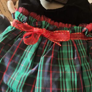 Holiday Dress in Green Plaid and Black Velvet Bodice