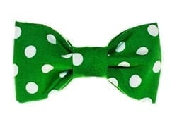 Green & White Dots Bow Tie For Collar