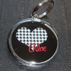 houndstooth heart pet id tag w 22